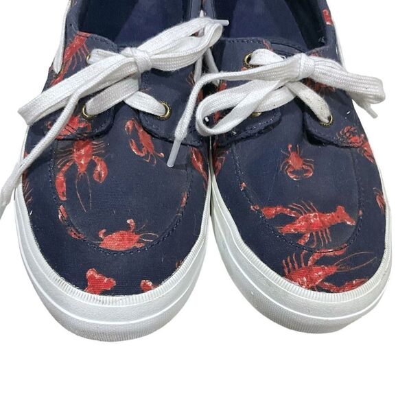 SPERRY Women’s Sz 8 Top-Sider Crest Navy Shoes Lobster/Crab Theme Boating Shoes - Picture 4 of 13